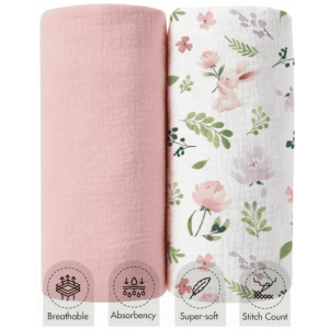 Little Dreamers Swaddle Duo – Bunny & Pink