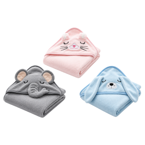 Baby Hooded Bath Towel – Soft Coral Fleece Animal Design