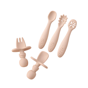 5-Piece Baby Silicone Training Spoons & Teethers Set - Utensils with Textured Handles