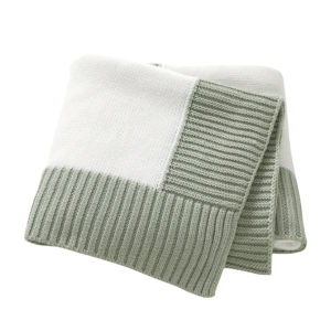 SnuggleBug Baby Knitted Swaddle – Simple, Stylish Soft White and Sage Green